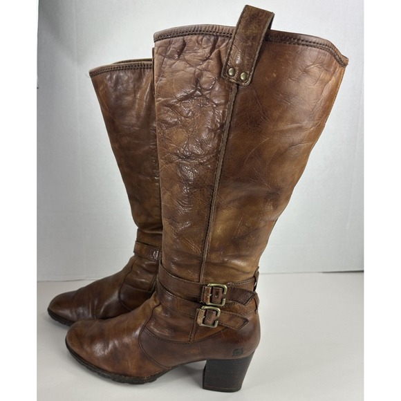 Born Milari Double Buckle Block Heel Knee-High Boots Brown Size 10 EU 42 *Flawed - Picture 9 of 16
